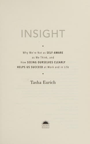 Sampul buku Insight oleh Tasha Eurich